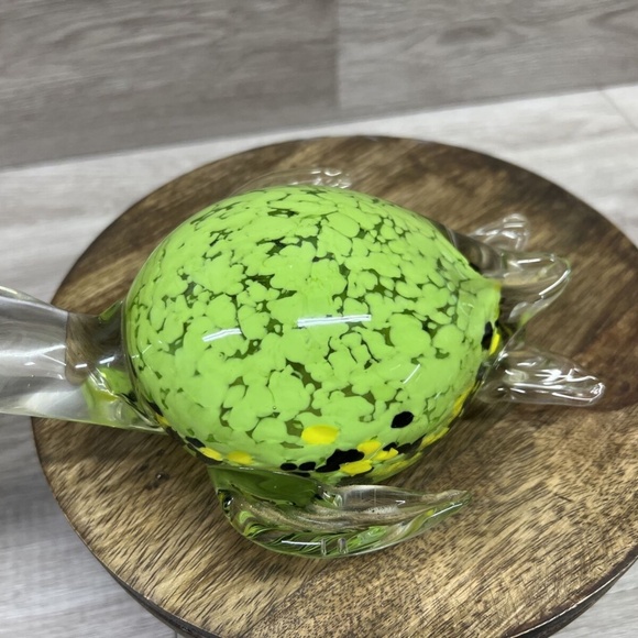 Fifth Avenue Crystal ltd Hand Blown Turtle Figurine Paperweight Green 7" Long - Picture 7 of 11